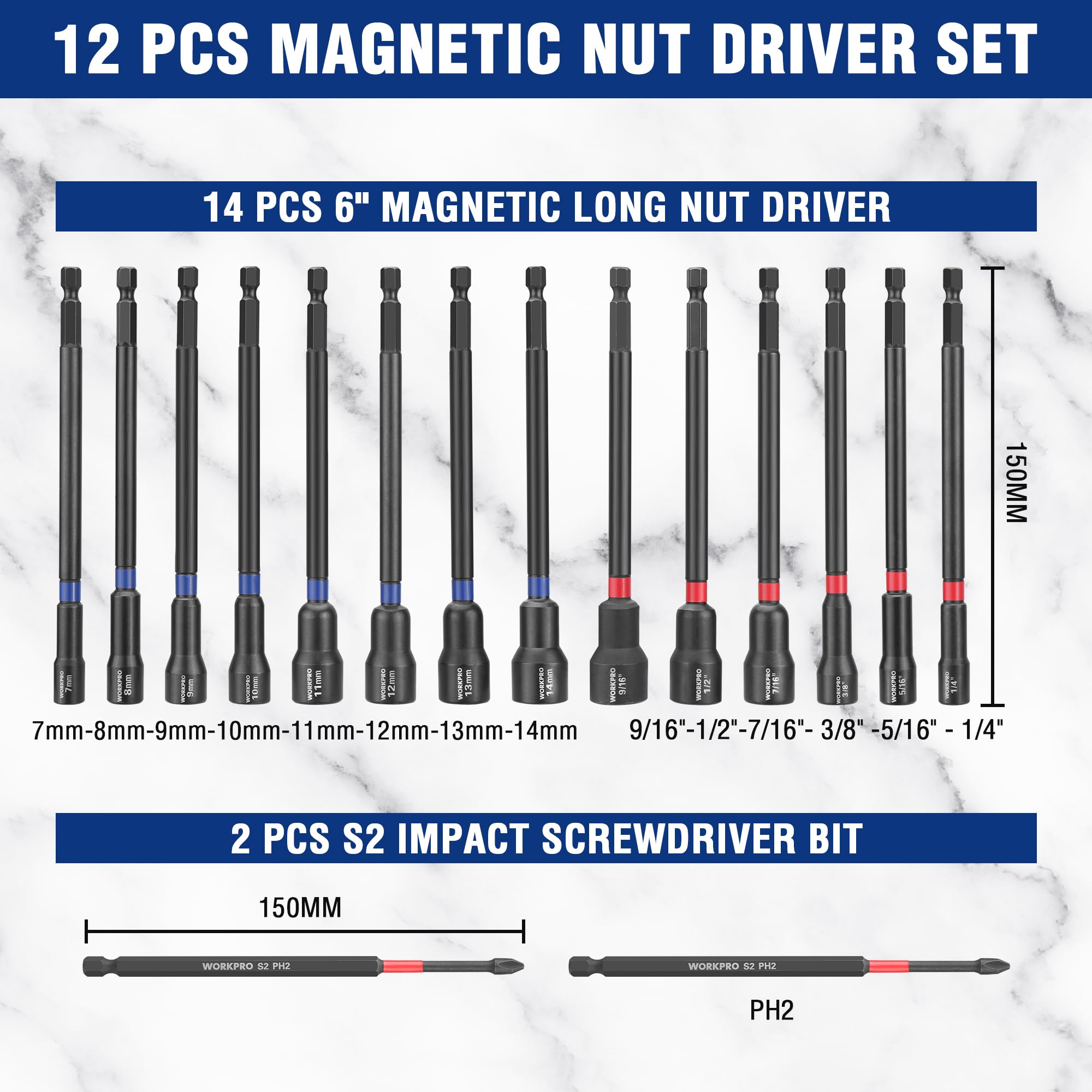 WORKPRO 16-Piece Magnetic Nut Driver Set -3 WORKPRO 16-Piece Magnetic Nut Driver Set -3