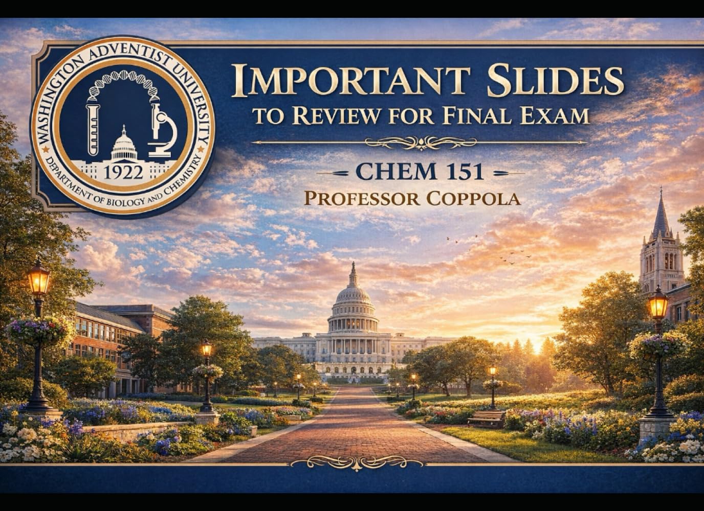 IMPORTANT SLIDES To Review For Final Exam Chem 151 (Color Slides)