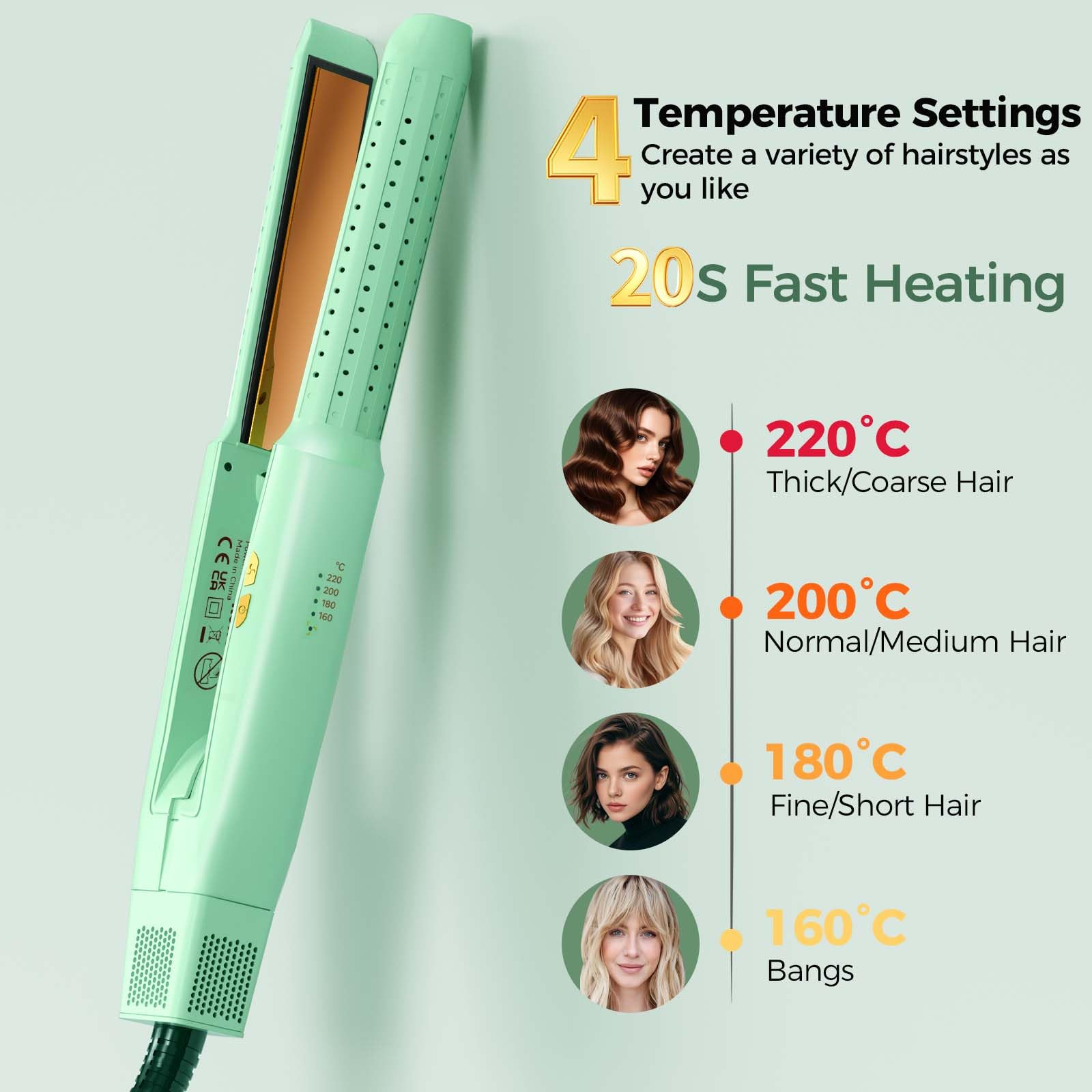 SUNMAY Bliz 360°Airflow Piastra per Capelli con Ioni Negativi, Piastra e Arricciacapelli 2 in 1 con Aria Fredda Ventilata per Bloccare lo Stile, Piastre in Lega di Titanio, Doppia Tensione