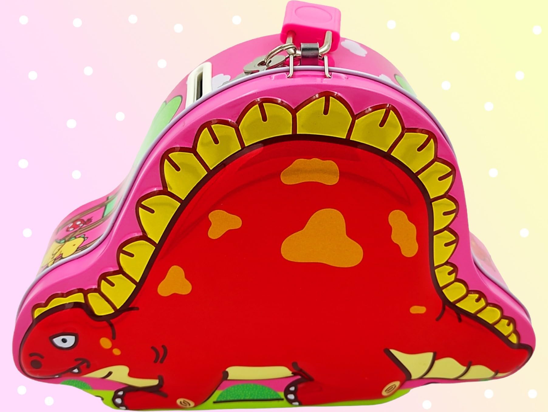 DISHVY® Dinosaur Metal Coin Bank Piggy Bank for Kids with Lock and Key -G Coin Bank (Multicolor)