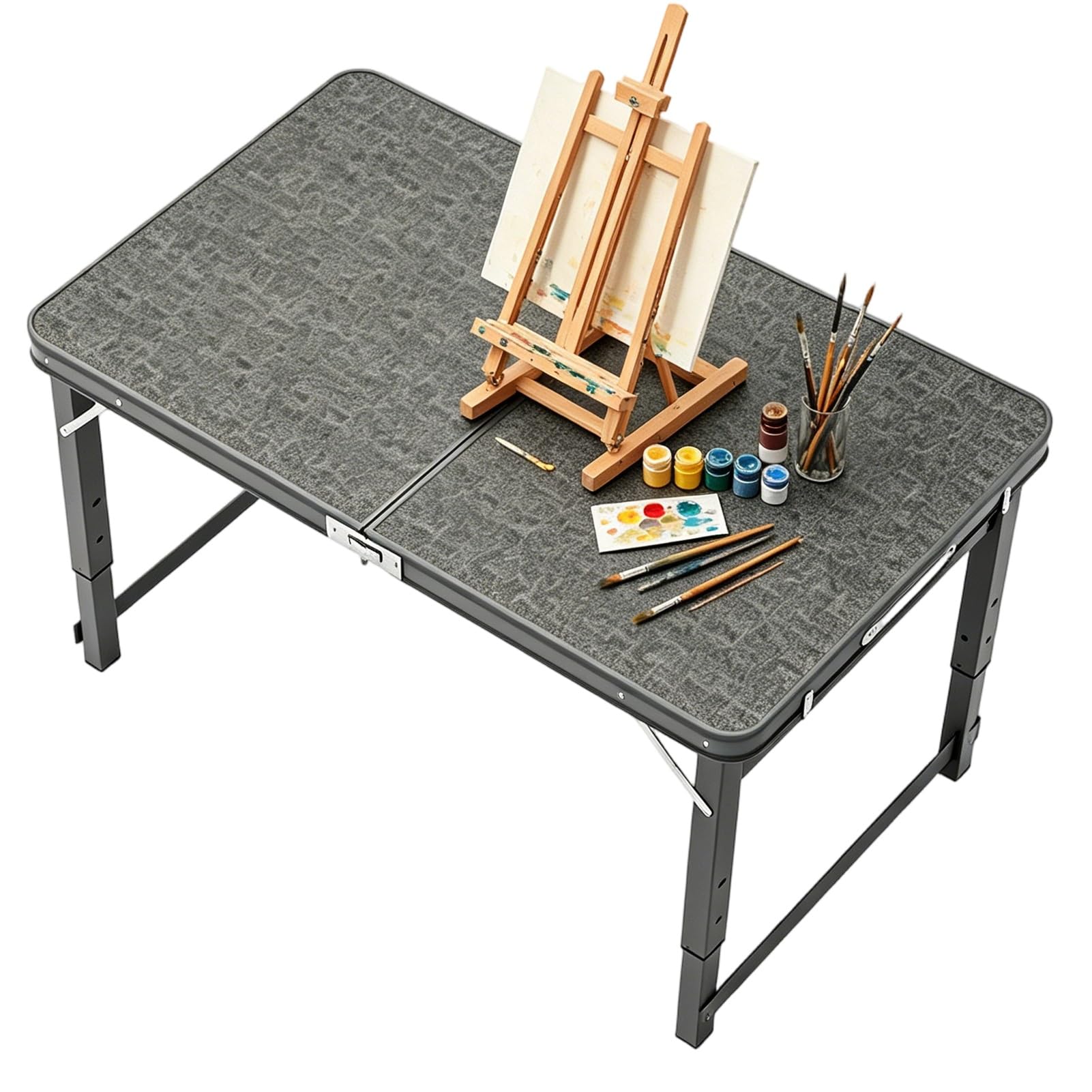 Tavolo Pieghevole Resistente, Piano e Robusta Struttura in Metallo, Tavolo antipanico da Campeggio con Maniglia, tavolino Laterale Portatile per Barbecue, Feste, Feste, Campeggio, Spiaggia,