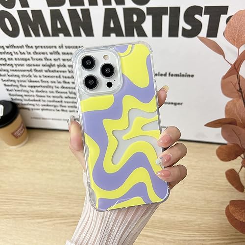 Miniatura 9 de Funda compatible con iPhone 14 Pro, bonito arte ondulado pintado para mujeres y niñas, borde de TPU suave, parte trasera protectora de policarbonato