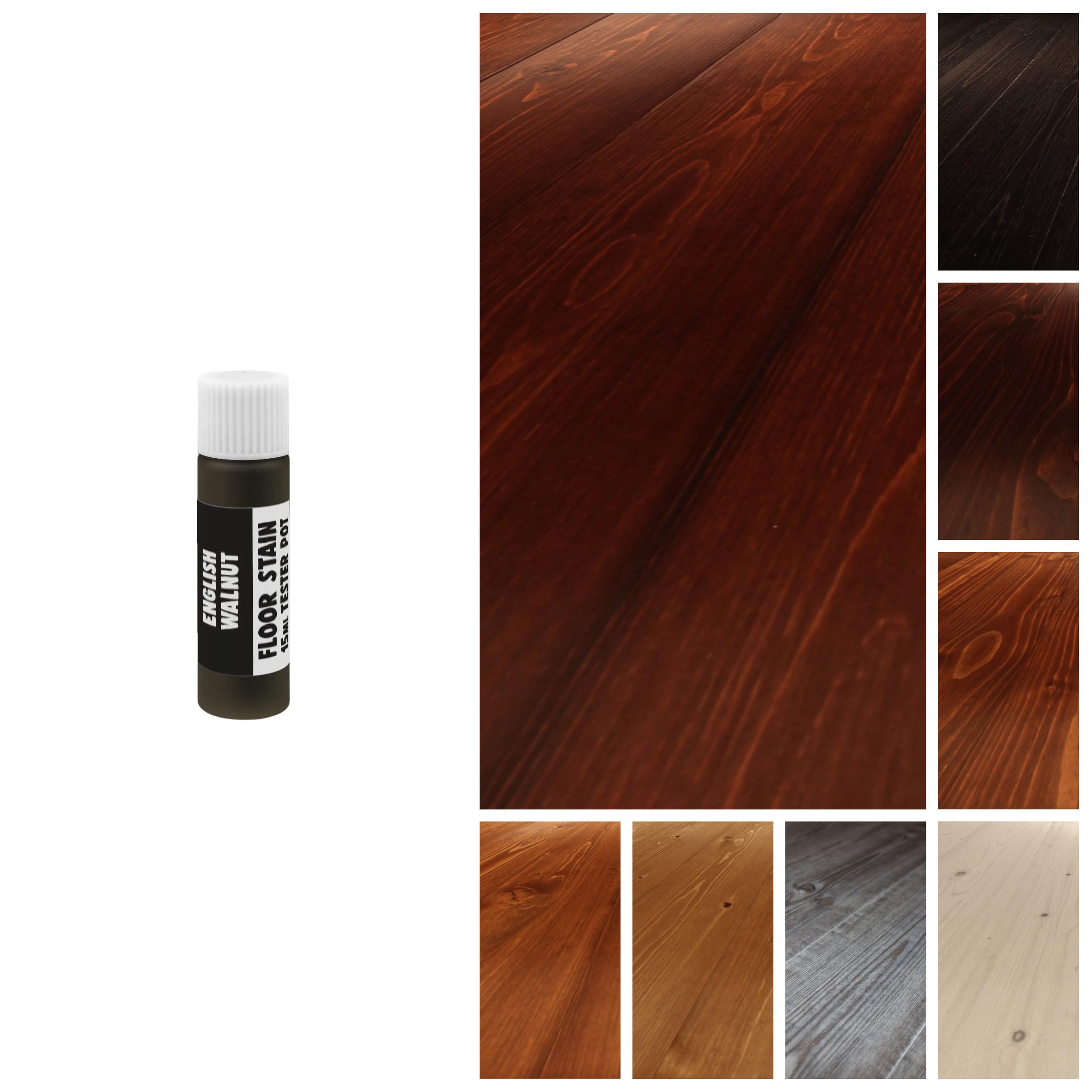 Littlefair's Wood Floor Stain Water-Based (English Walnut) - Quick Drying, Non-Toxic, Eco-Friendly & Low Odour - 15ml Tester Pot