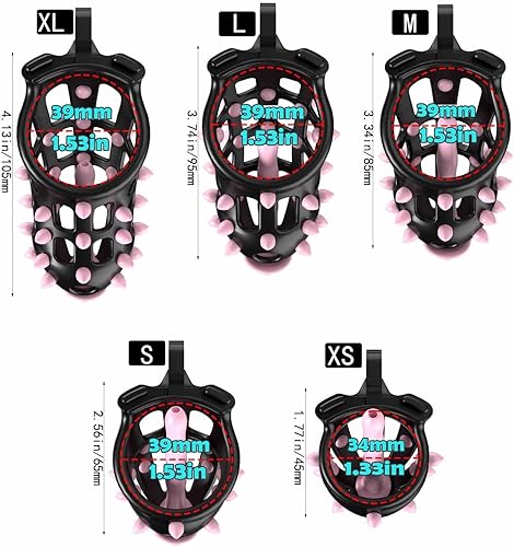 Miniatura 4 de Jaulas de castidad masculina pequeños dispositivos de micro pene con puntos de masaje de silicona, ligeros, 5 tamaños, anillos impresos en 3D,