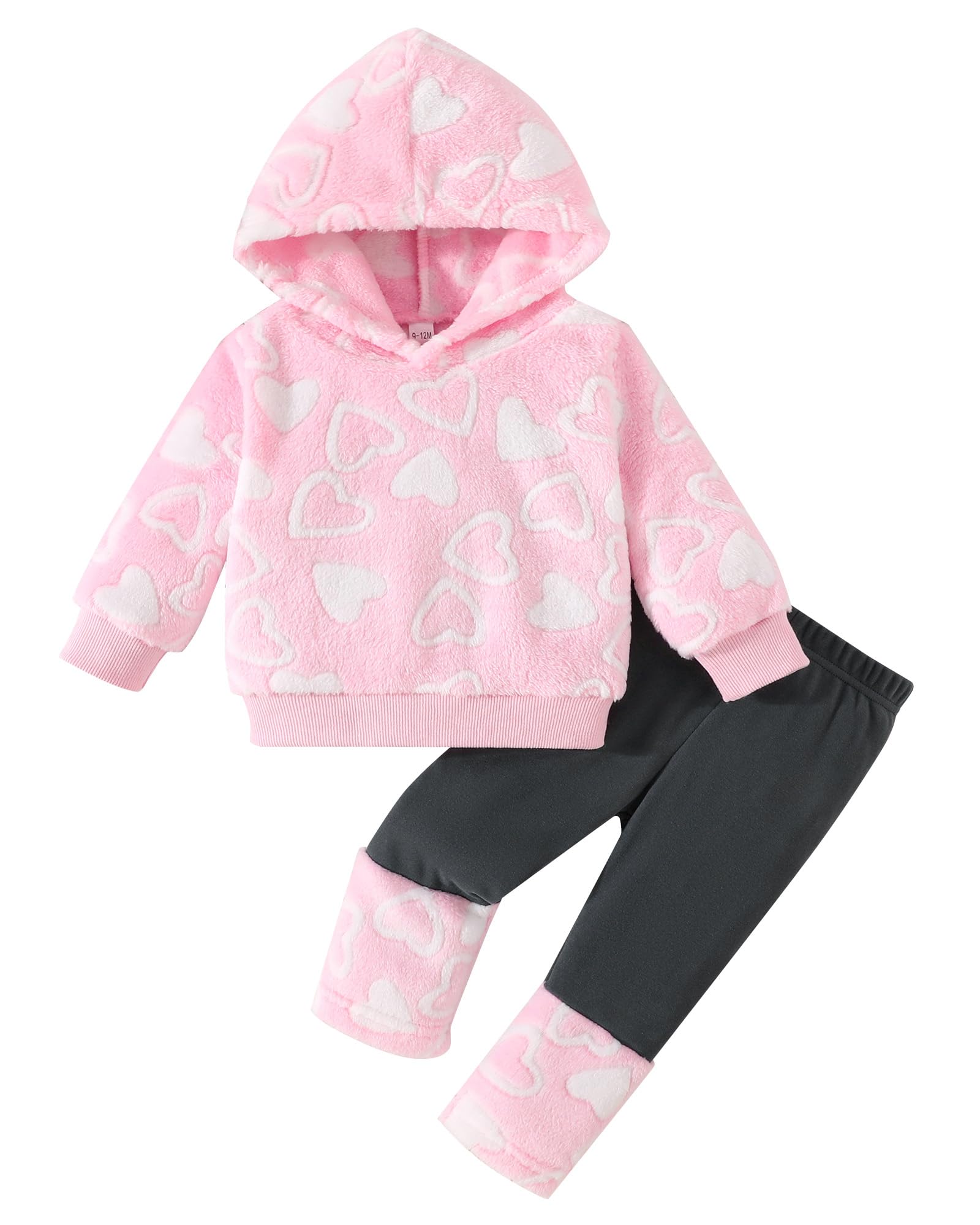 Jecson Toddler Girl Clothes Baby Girl Fleece Hoodie Outfits Thick Thermal Winter Leggings 2Pcs Clothing Sets 6M-4T