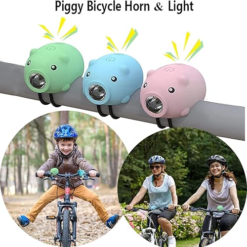 Miniatura 5 de Luces de bicicleta para niños para montar por la noche, luces de bocina de bicicleta para niñas, juego de faros y luces traseras recargables para