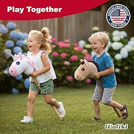 WALIKI Stick Horse Toy for Boys and Girls | Cool Cowboy Ride-On Toy | Fun Birthday Gift for Kids Ages 3 4 5 6 | Active Pretend Play for Toddlers & Preschoolers (Beige)