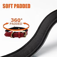 Vista 3 de Yonsbox Juego de collar y correa de cuero personalizado para perro con placa de nombre acolchada suave grabada, collares rojos ajustables