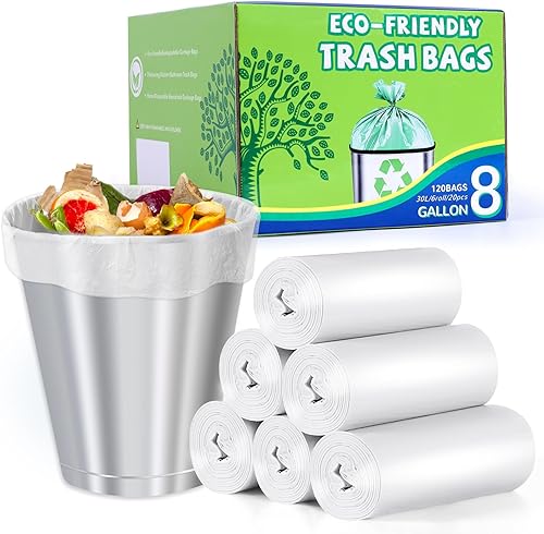 Bolsas de basura transparentes de 8 galones bolsas de basura medianas biodegradables, bolsas de basura fuertes sin perfume para baño, cocina,