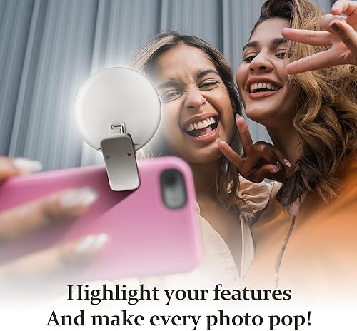 Miniatura 4 de Paquete de 2 luces para selfie para teléfono, mini luz de brillo ajustable con 3 modos de iluminación3 niveles de brillo, 2-3 horas, anillo de luz