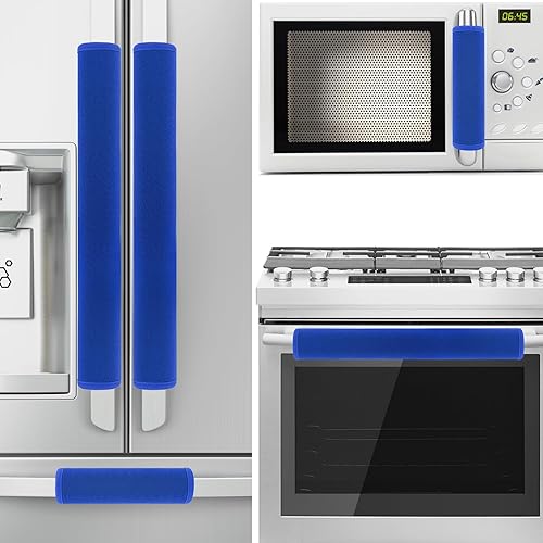 Vista 48 de 5 piezas de cubierta de manija de puerta de refrigerador, lavable para electrodomésticos de cocina, nevera, horno, microondas, lavavajillas, Cian