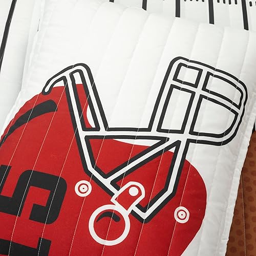 Miniatura 4 de Lush Decor American Football - Juego de edredón reversible de 4 piezas para niños, tamaño individual, blanco y negro