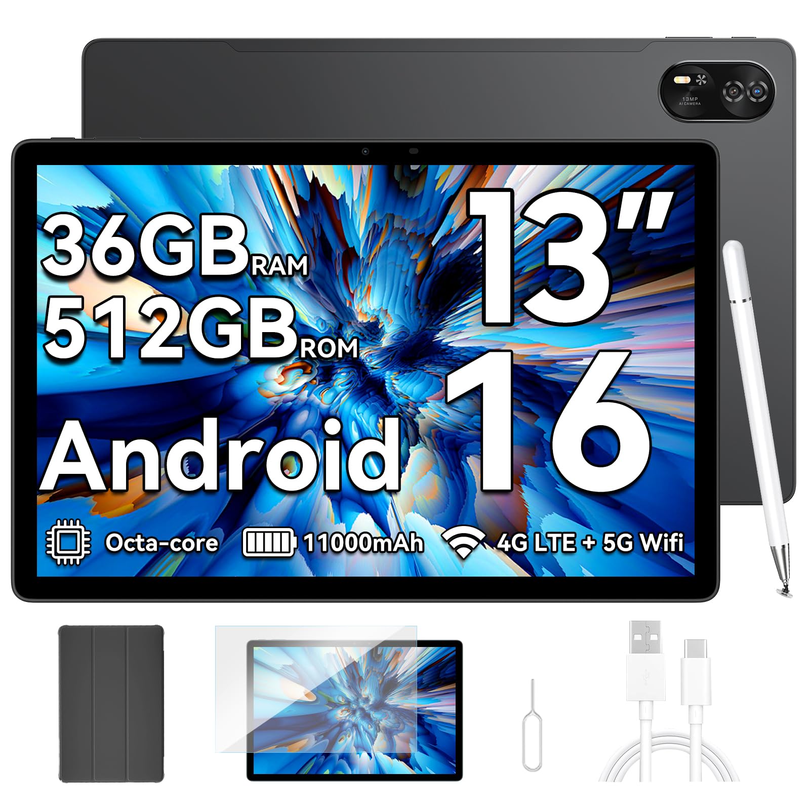 Blackview Mega8 Android 16 Tablet 13 Pulgadas,90HZ Display Gaming