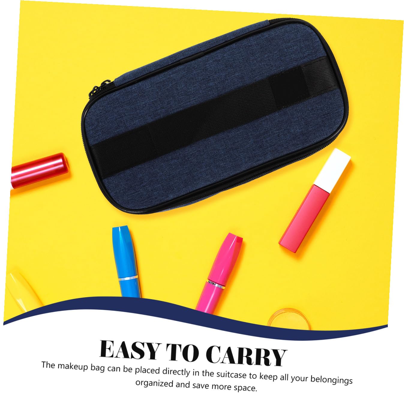 Borsa da Viaggio Portatile con Scomparti Multipli Organizer Cosmetico e Beauty Case per Donna Trousse da Toilette con Cerniera per Viaggi e Bagagli Blu