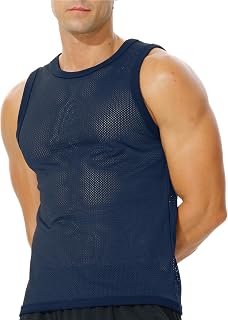 Men's Mesh Workout Tank Top Fitted Sleeveless Shirt for Casual Gym Muscle Training
