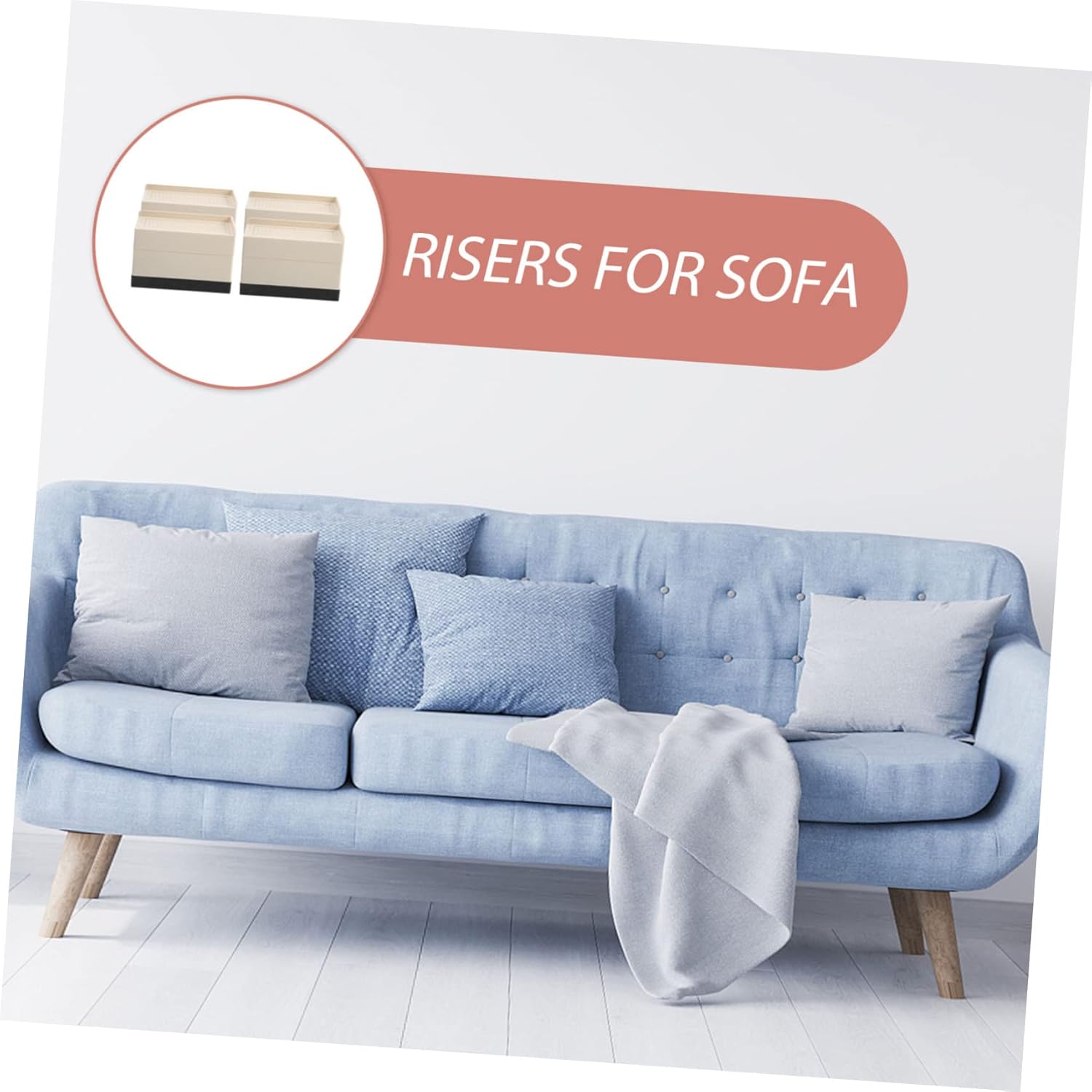 4pcs Bed Blocks Sofa Table Risers Nonslip Heavy Furniture Lifters for Storage Space