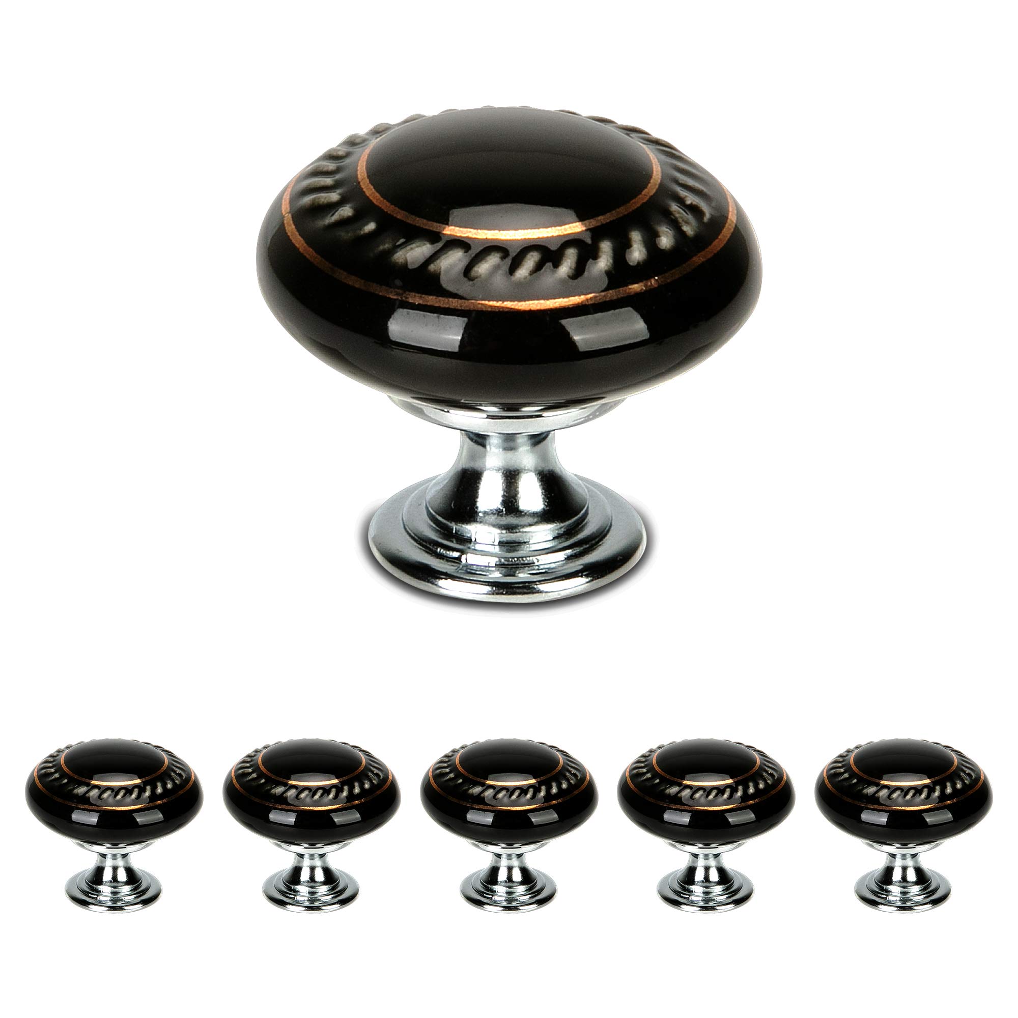 WELLOCKS Cabinet Knob Assorted Hand Painted Ceramic Drawer Pulls 6 Pack, Vintage Cabinet Hardware for Office and Home Kitchen, Bathroom Cabinet, Dresser Cupboard DIY(D077)