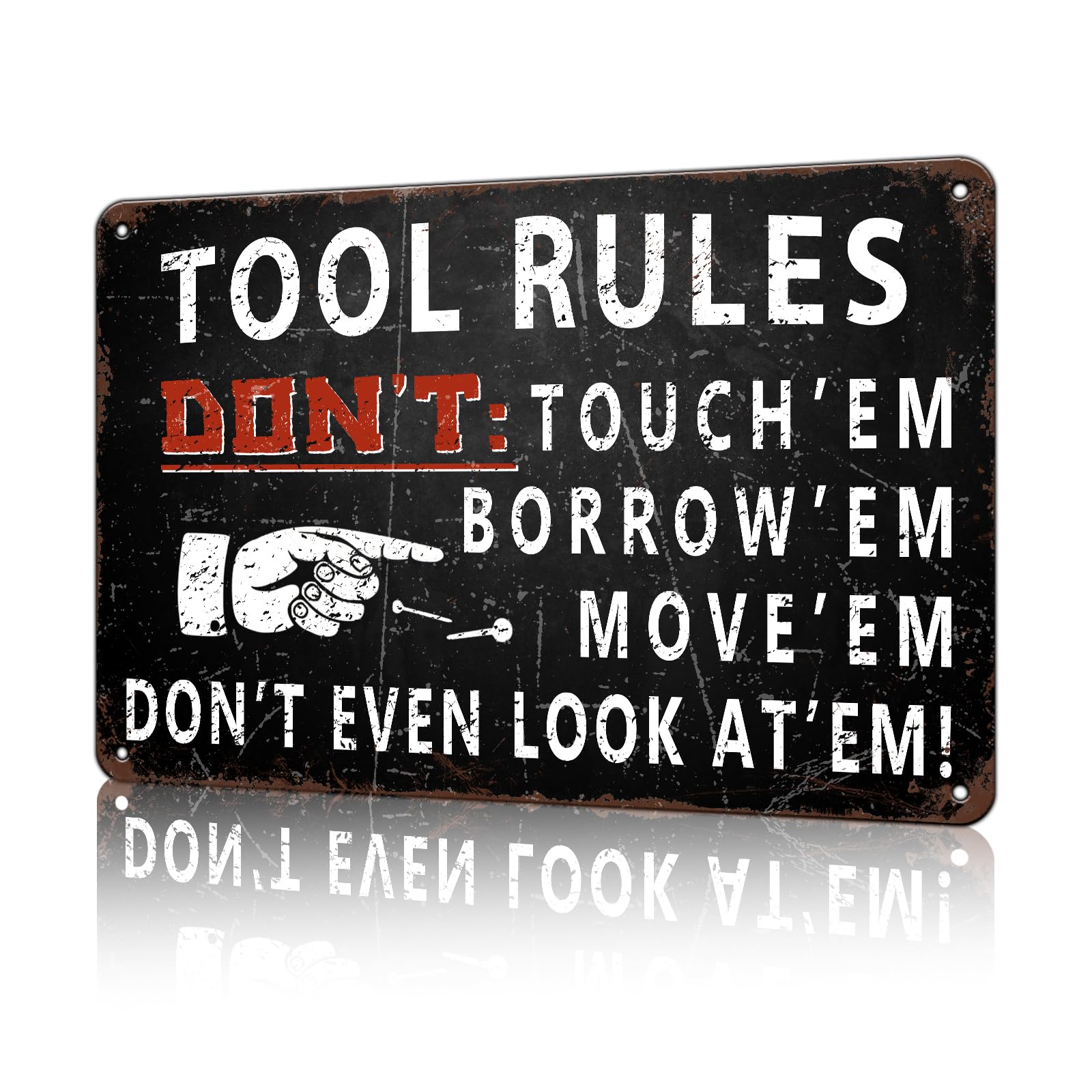 Metal Tin Sign Tool Rules Rerto Vintage Alumium Funny Retro for Home Bar Office Outdoor Wall Decor 12x16inch