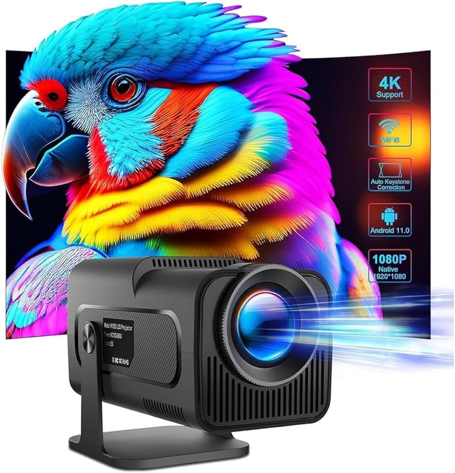 Projetor Mini 4K Portátil Smart Android LED Wi-Fi Bluetooth 1080p Full HD com HDMI 110V/220V - Black