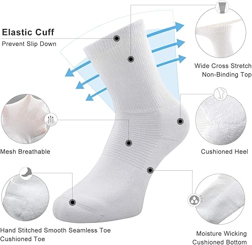 Miniatura 2 de Busy Socks Paquete de 4 calcetines para diabéticos no vinculantes para hombres y mujeres, calcetines gruesos de algodón con parte superior suelta
