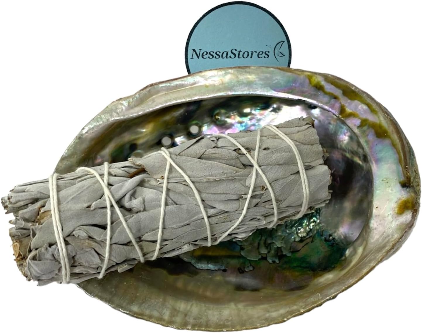 NessaStores 7 pc Sage Smudge Kit with Palo Santo Sticks, White Sage Smudge Sticks, Abalone Shell, & Tripod Stand Stand for Home Cleansing, Stress Relief & Meditation JC-211