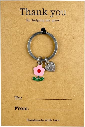 Teacher Appreciation Gifts, End Of Year Thank You for Helping Me Grow, Teachers Keychain Personalized Women Daycare