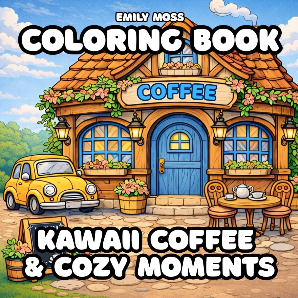 Kawaii Coffee & Cozy Moments Coloring Book: Soft Lines, Warm Cups & Cozy Scenes for Adults and Teens: A Relaxing Coffee-Themed Coloring Book