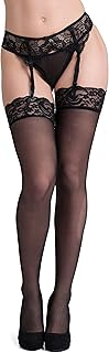 Lovehoney Lingerie Women's Sheer Floral Lace Stockings - Thigh Highs - Sizes: 8-22
