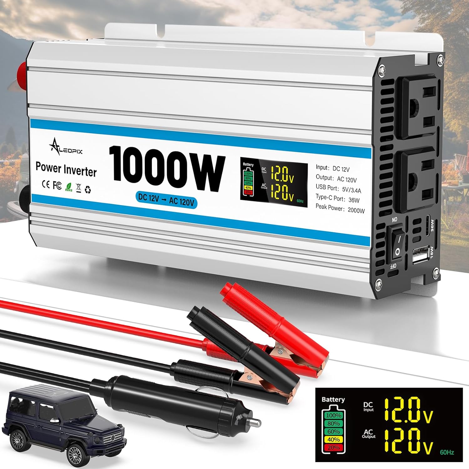 Power on the Go: ALEOPIX 1000 watt Car Inverter