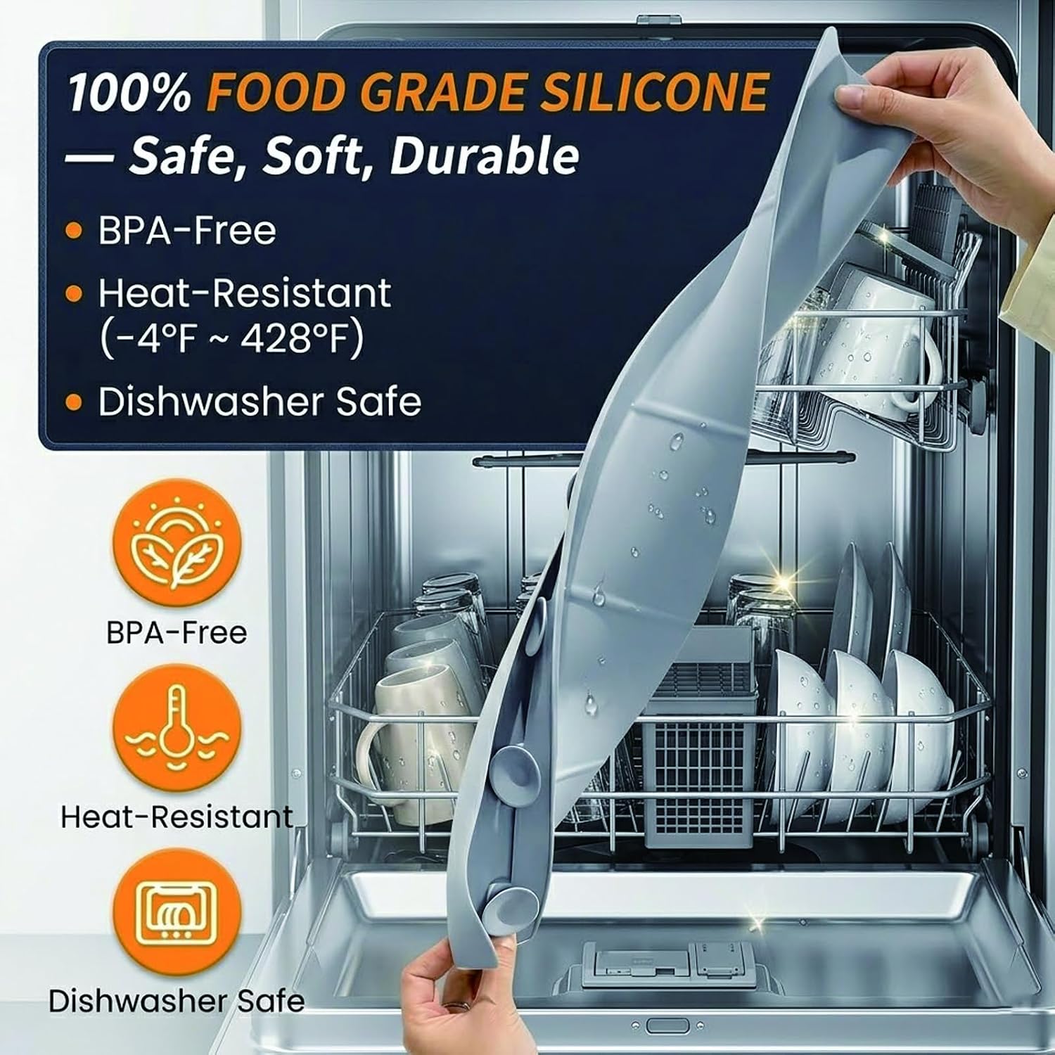 Silicone Sink Splash Guard 23 Inch for Kitchen, Faucet Mat Behind Faucet with Strong Suction Cups, Countertop Protector Keep Dry