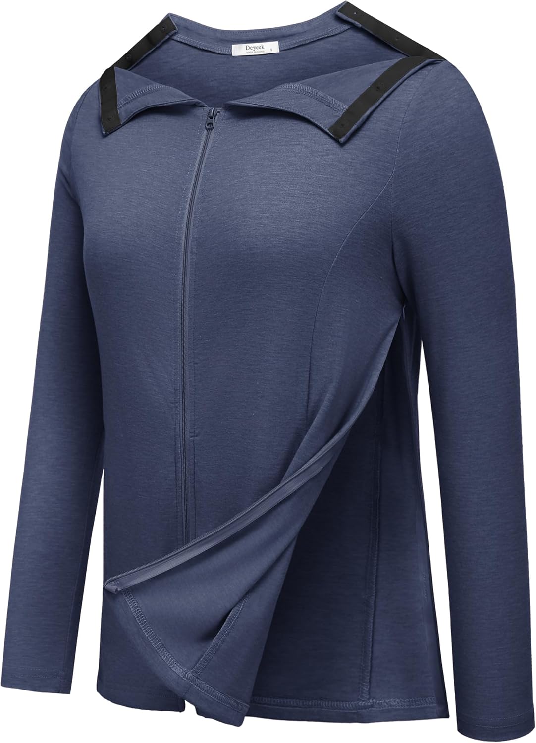 Deyeek Mastectomy Shirts with Drain Pockets Post Shoulder Surgery Tops for Women Chemo Port Long Sleeve with Zippers - Image 8