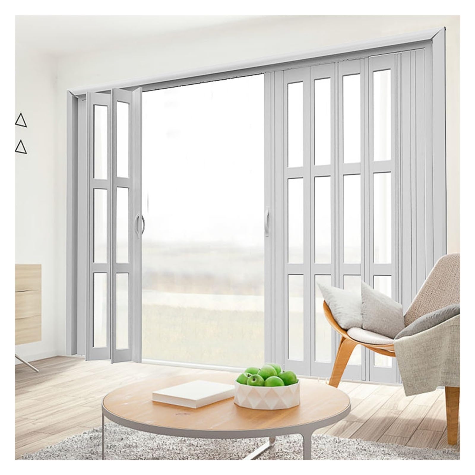 Porte pliante accordéon en PVC et verre acrylique givré 122x216 cm