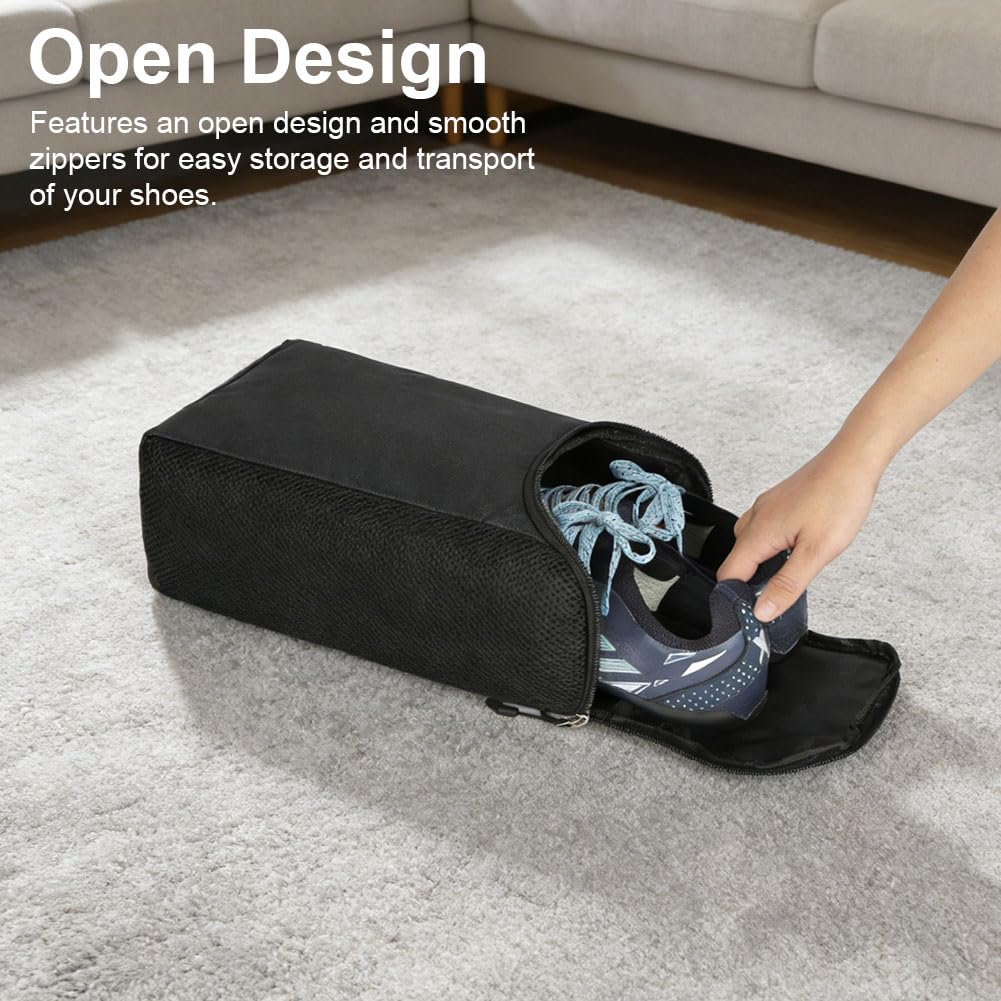AOOWU Porta Scarpe, Multiuso Borsa Portatile, Borsa Viaggio Sneakers Sacchetti Scarpe da Uomo Donna, per Palestra Esterno Viaggio Campeggio Escursione (Nero)