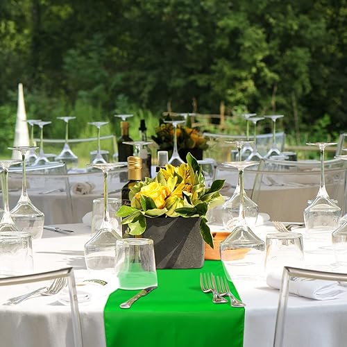 Miniatura 6 de Kinlop Camino de mesa de satén colorido de 12 x 108 pulgadas, camino de mesa de seda para fiestas, bodas, banquetes, graduaciones, decoración de