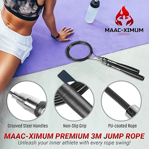 Miniatura 7 de Cuerda de salto premium, ligera, autobloqueante, ajustable para adultos, cuerda de salto de velocidad, fitness, crossfit, boxeo, artes marciales