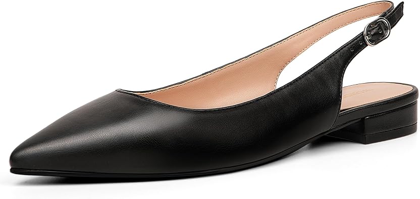 WONDERWAY Women Slingback Flat Pointed Toe Shoes for Dressy,Casual,Work,Wedding