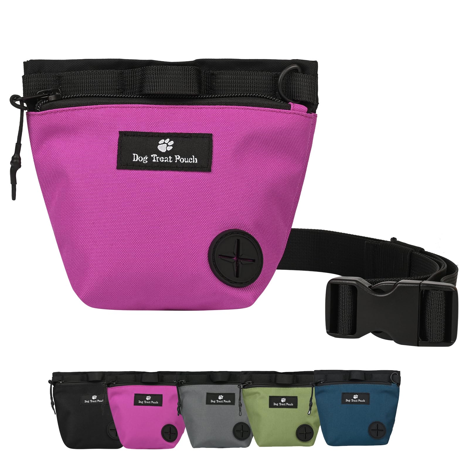 FLYING TAIL Dog Training Pouch with Magnetic Snap Closure, Waist Pack for Outdoor Pet Training, With Trash Bag Holder (Red)