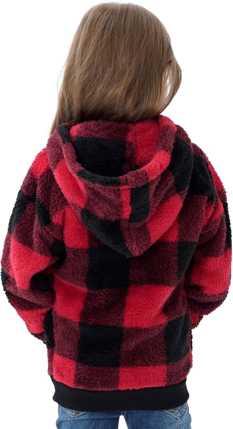 Little Beauty Girls Fuzzy Fleece Hoodies Sweatshirt Sherpa Pullover Cozy Hooded Outwear Coat with Pockets - Image 2