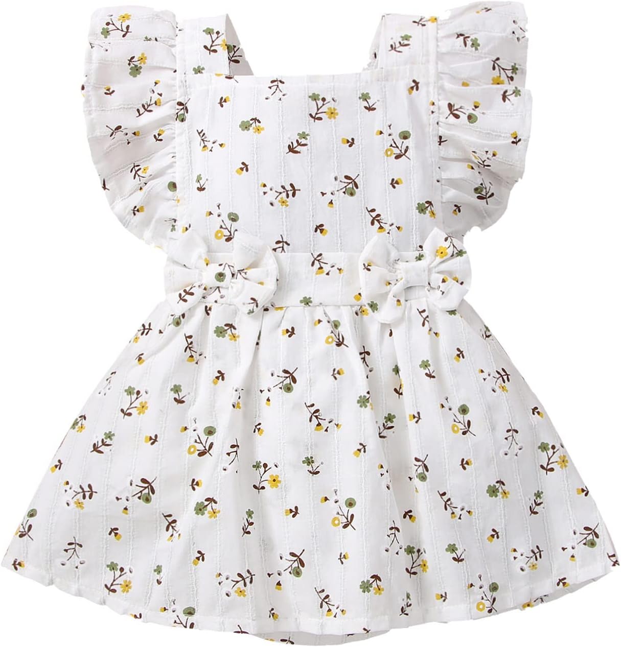 Baby Girl Clothes Floral Summer Outfits Fly Sleeve Bowknot Romper Dress Princess Dress for Newborn Toddler