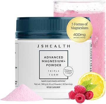 JSHealth Magnesium Powder for Sleep 400mg Triple-Form Glycinate