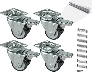 HRB Rollen mit Bremse 50 mm rasengeeignete Strandkorbrollen mit Bremse Tragkraft 400 kg nutzbar als Rollen für Möbel, Palettenmöbel oder als Transportrolle, hochwertige Industrierolle