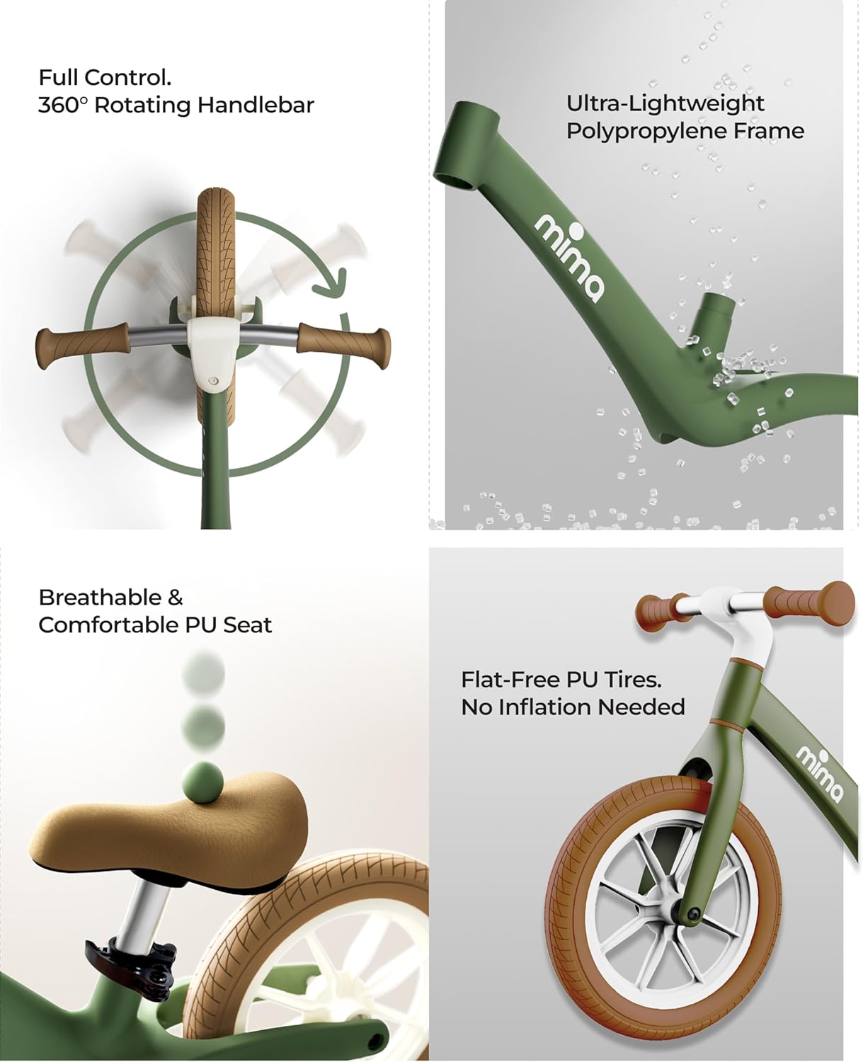 Mima Zoom Lite No Pedal Bike for Kids Ages 2, 3, 4 and 5 | Ultra-Lightweight Balance Bike | Adjustable Seat | Puncture-Proof Wheels| Modern Toddler Ride-On Toy