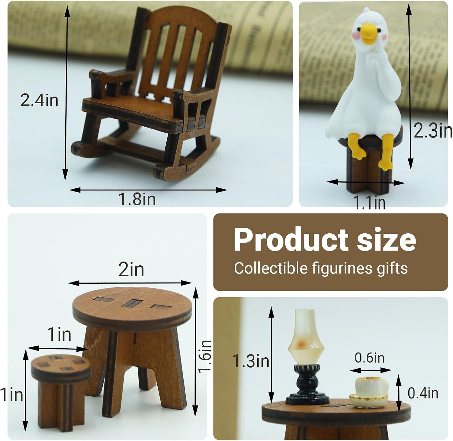Cute Duck Figurine Set, Mini Resin Duck Decor for Desk, Adorable Duck Collectibles Statue for Shelf, Home and Office Decoration (Sitting Posture Duck)