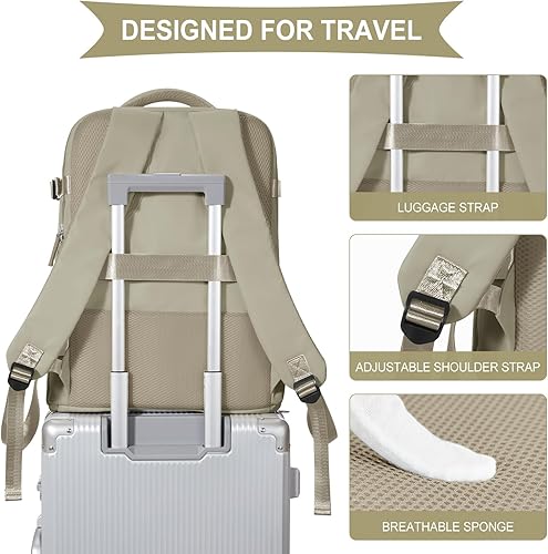 Miniatura 6 de coowoz Mochila de viaje grande para mujeres y hombres,Mochila de transporte,Mochila de senderismo impermeable para deportes al aire libre, Caqui,