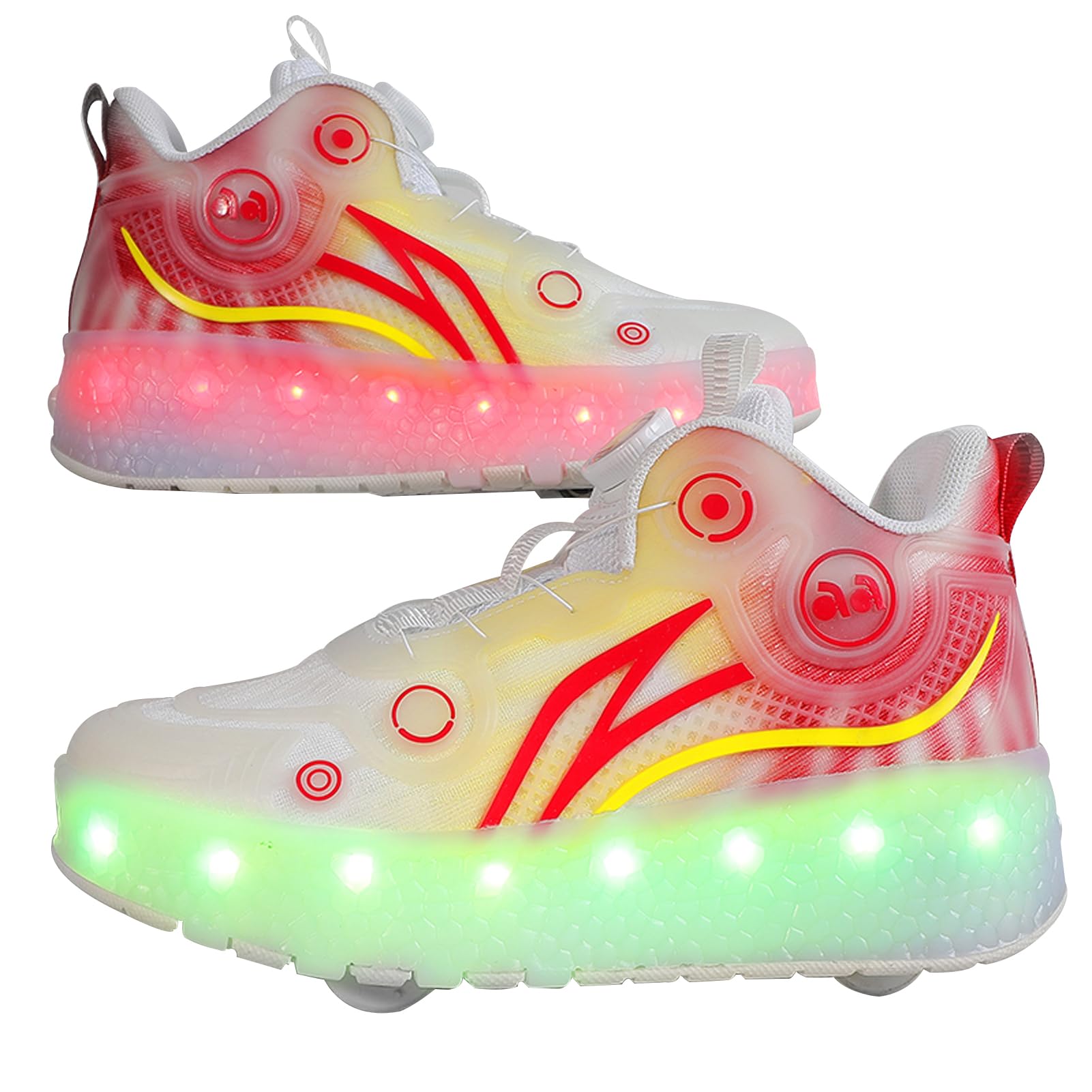 Zapatillas con ruedas rojas talla 37: patines 2 en 1 con 16 modos de luces LED