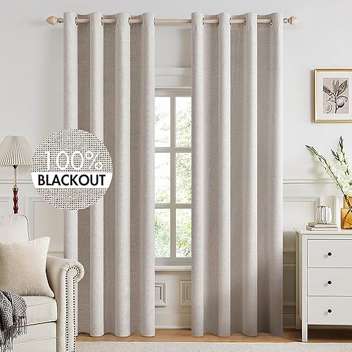 Vista 34 de MIULEE - Cortinas blancas opacas con textura de lino para dormitorio o guardería, con aislamiento térmico, con ojales, para sala y decoración, 52 x