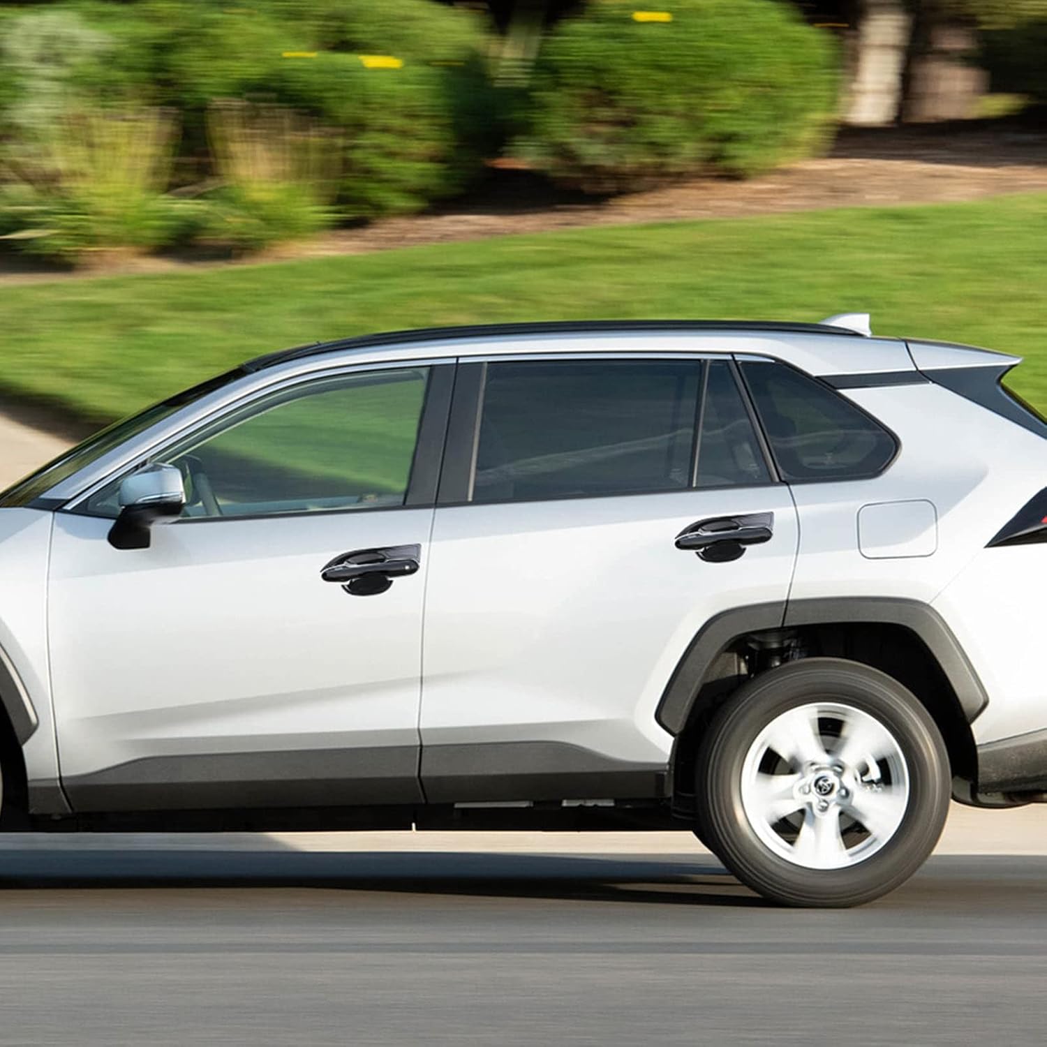 x xotic tech Exterior Door Handle w/Handle Bowl Cover Trim, Glossy Black, Compatible with Toyota Rav4 2019 2020 2021 2022 2023 2024 2025 (with Smart Keyhole)