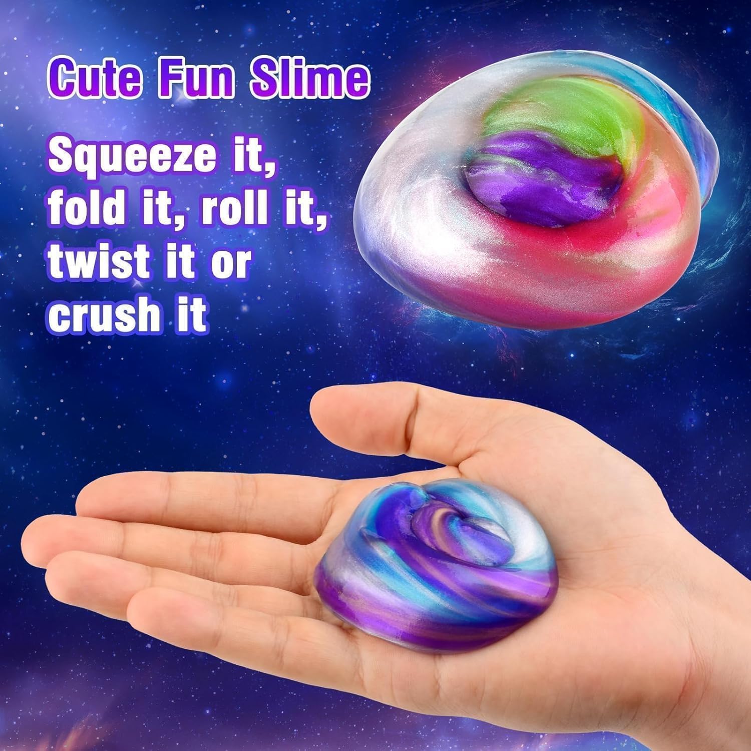 80 Pack Slime Party Favors Kit, Mini Galaxy Bulk Slime Stretchy Stress Relief for Kids 8-12, Soft Putty Toy, Girls and Boys Classroom Reward, Birthday, Goodie Bag Stuffers