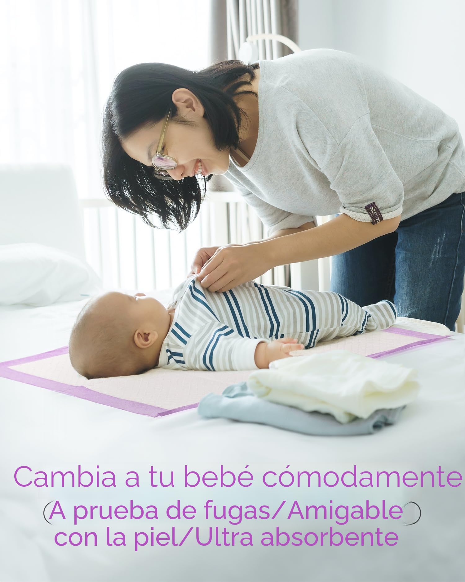 Buyockss Cambiadores desechables para bebé, paquete de 100 almohadillas desechables para bebé, ultra suaves, impermeables, para cambiar pañales, 13 x 18 pulgadas, 3345-100P