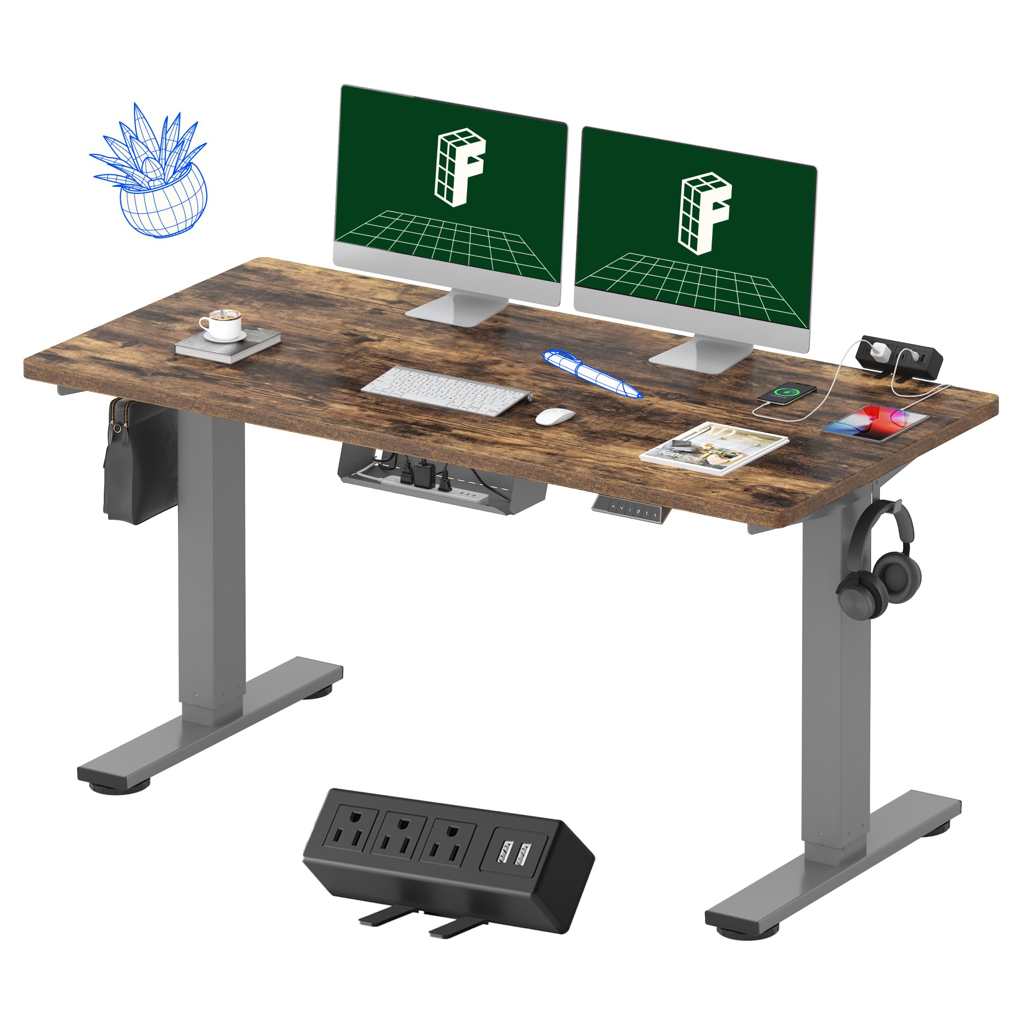 FLEXISPOT EN2 55"x28" Standing Desk Bundle with Storage Cabinet